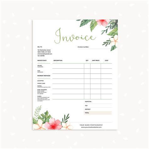 Floral Invoice Template Free